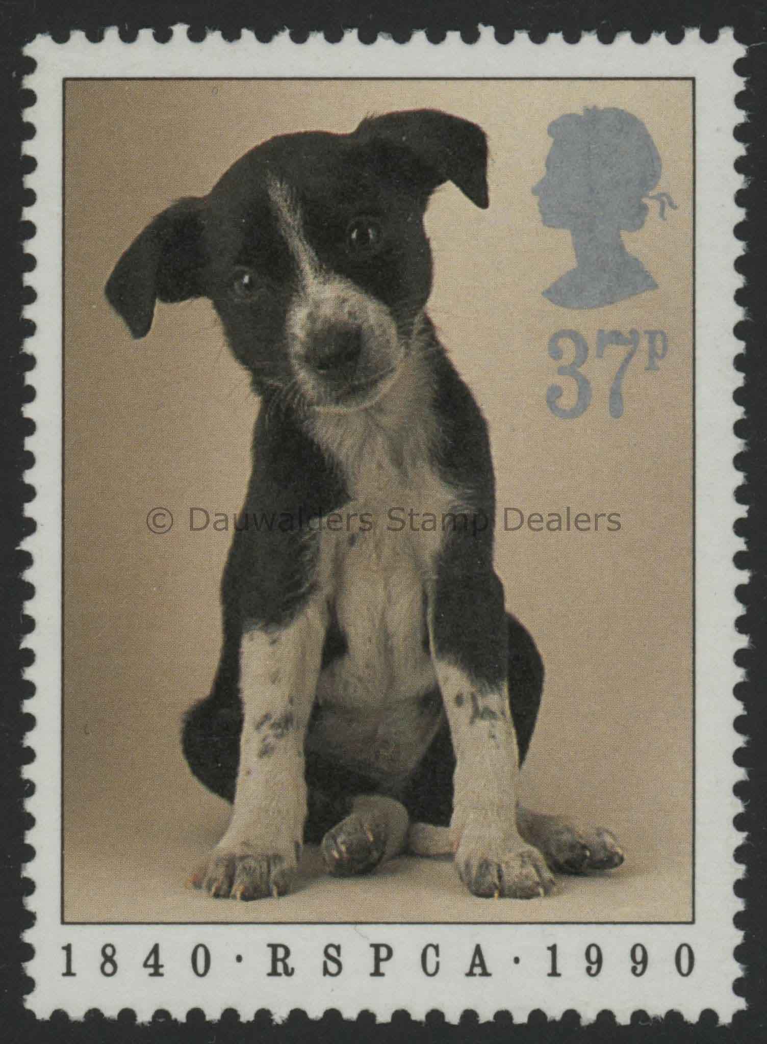 SG1482 37p Puppy 1990 RSPCA, 150th Anniv