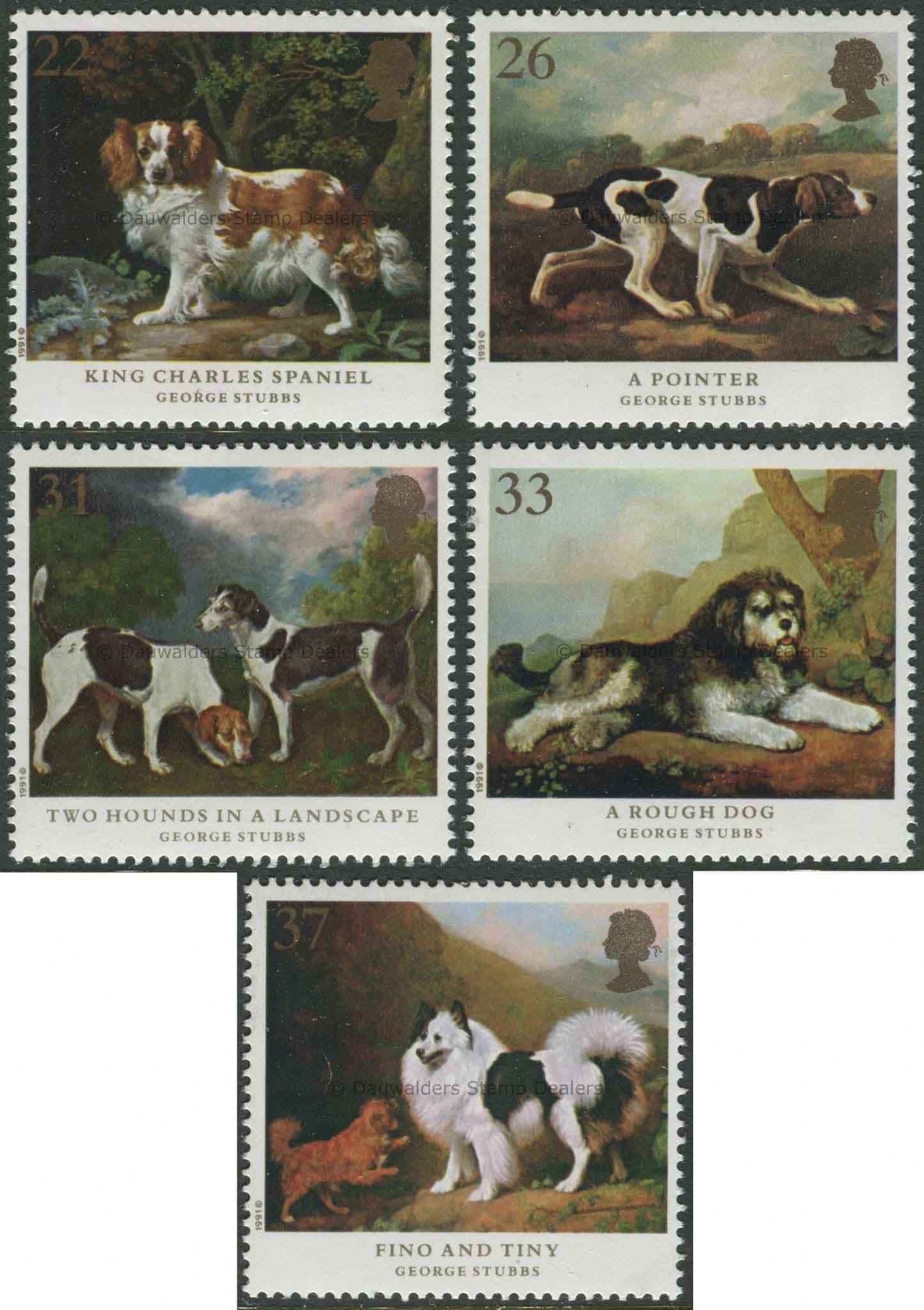 SG1531-1535 Set of 5 1991 Dogs by Stubbs