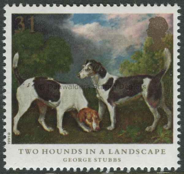 SG1533 31p Two Hounds 1991 Dogs by Stubbs