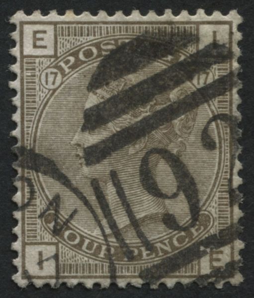 SG154 4d Grey Brown plate 17, neat clean cancel