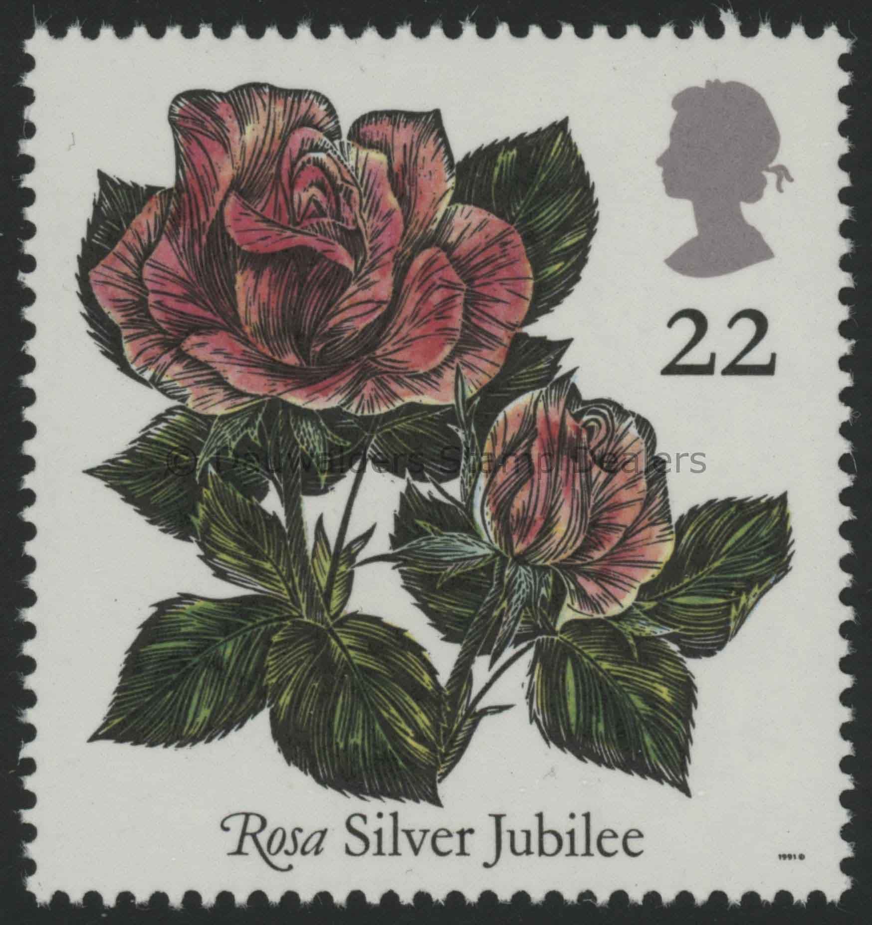 SG1568 22p Silver Jubilee 1991 Roses