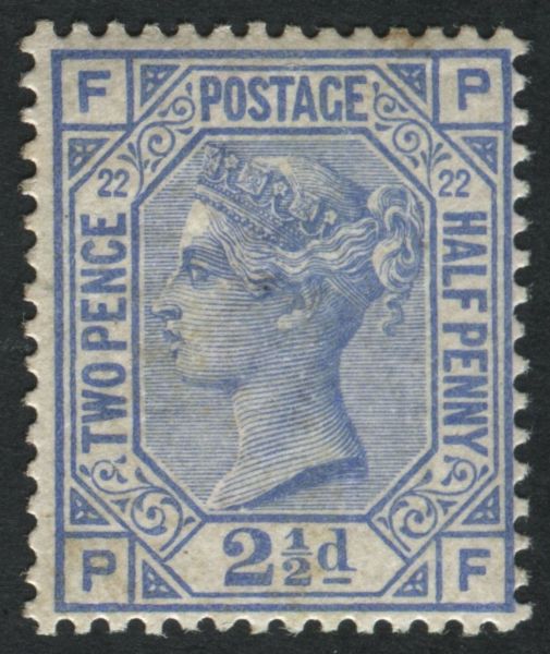 SG157 1880-83 2d blue plate 22, PF, fine mounted mint.