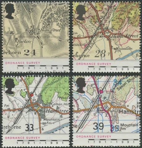 SG1578-1581 Set of 4 1991 Ordnance Survey