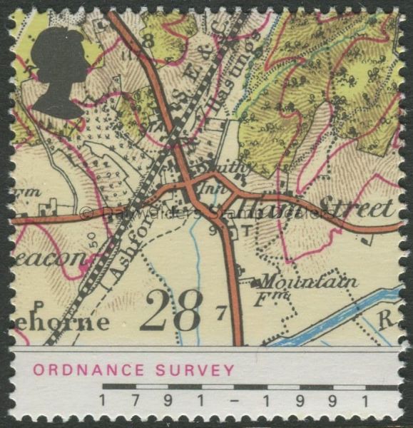 SG1579 28p Map of 1906 1991 Ordnance Survey