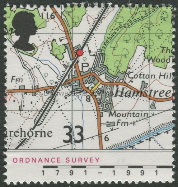 SG1580 33p Map of 1959 1991 Ordnance Survey