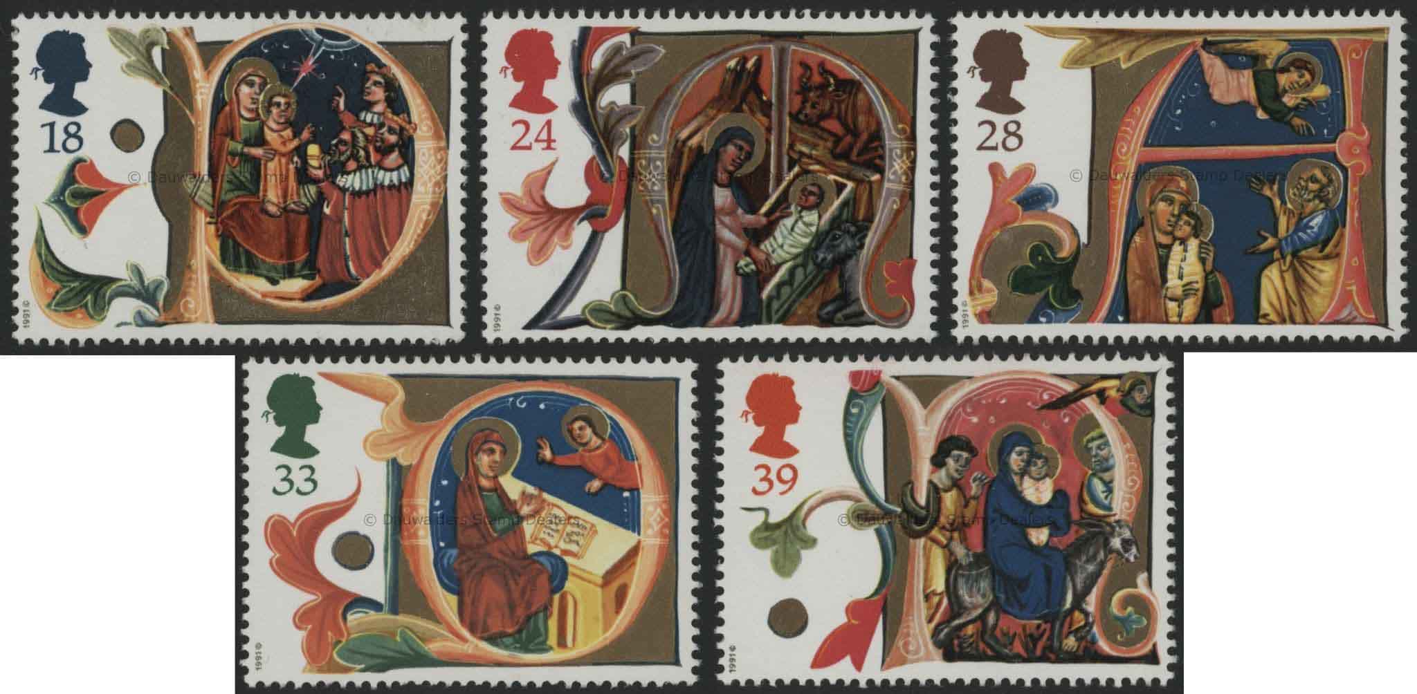 SG1582-1586 Set of 5 1991 Christmas