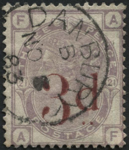 SG159 3d Lilac and Carmine Red, 1883 cds