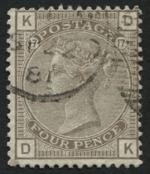 SG160 4d Grey Brown plate 17, light 1881 cds