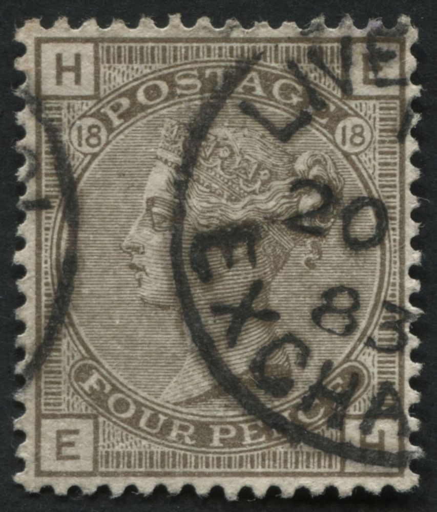 SG160 4d Grey-Brown plate 18, Liverpool cds 1883