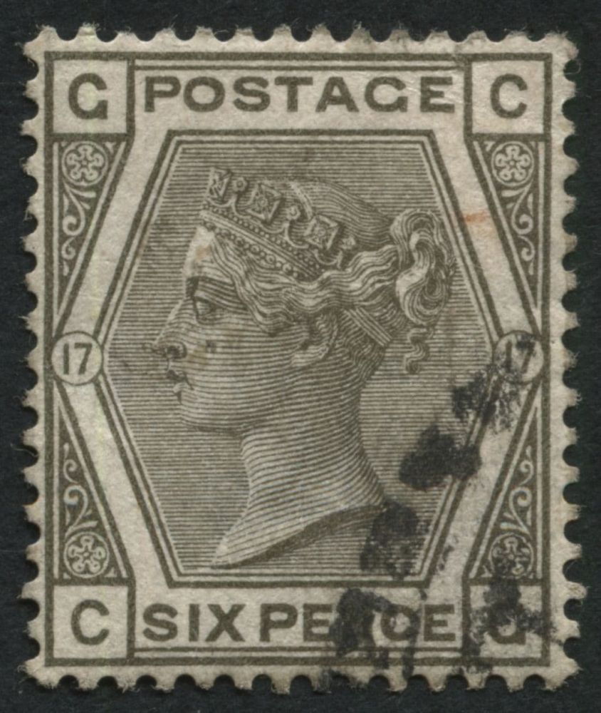 SG161 6d Grey plate 17, has absolute monarchs cancel