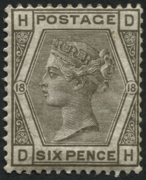 SG161 6d Grey plate 18, good perfs