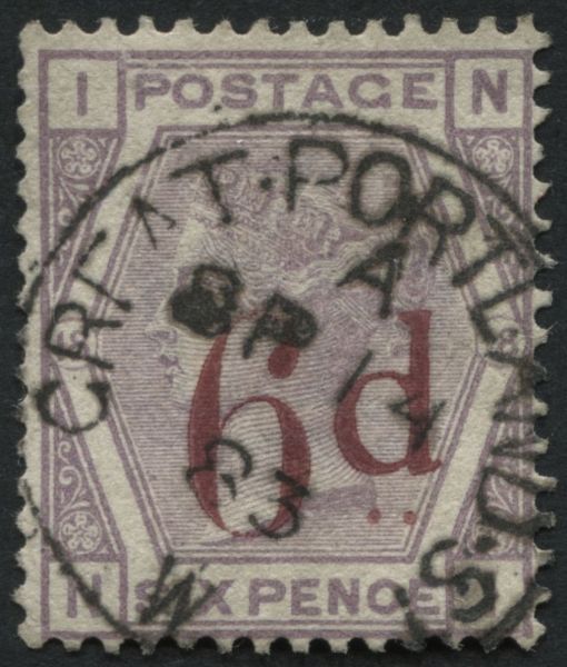 SG162 6d on 6d, GREAT PORTLAND STREET 1883 cds