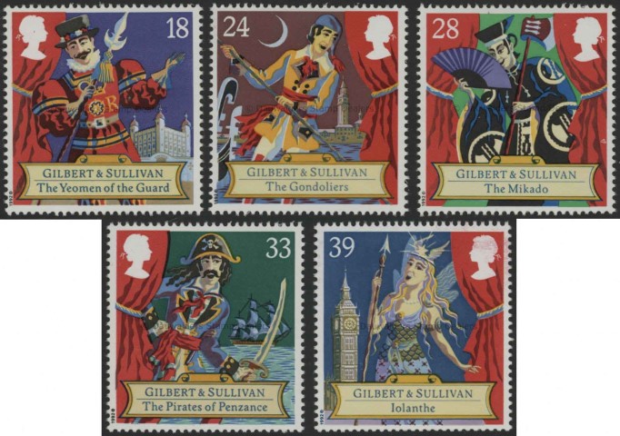 SG1624-1628 Set of 5 1992 Gilbert and Sullivan