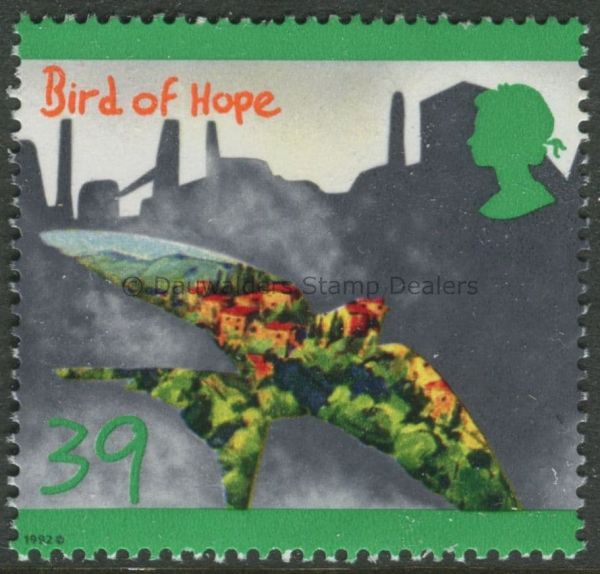 SG1632 39p Bird of Hope 1992 Green Issue