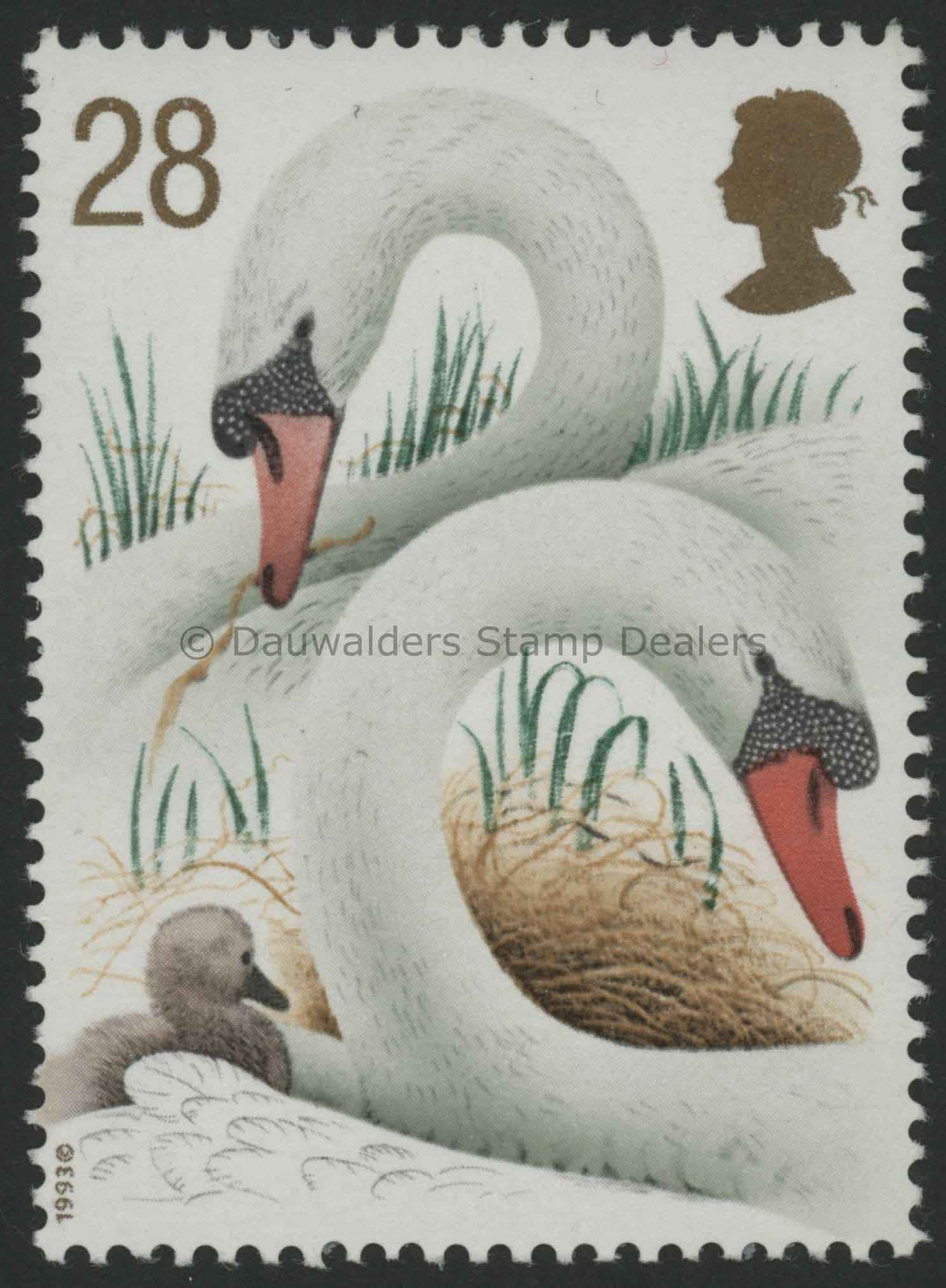 SG1641 28p Nesting Pair 1993 Swans