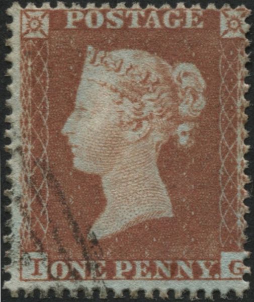 SG17  1d Red Brown IG minute G superb light cancel plate 163, a scarce plate Cat 250