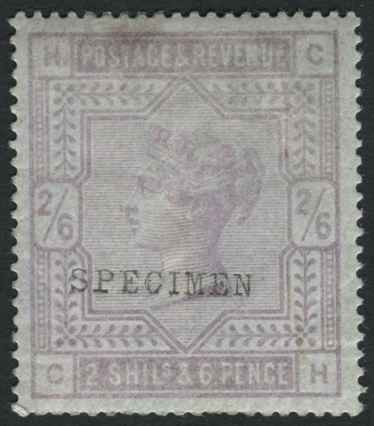 SG175s 1883-4 2s6d Lilac CH opt SPECIMEN, minor faults, mounted mint