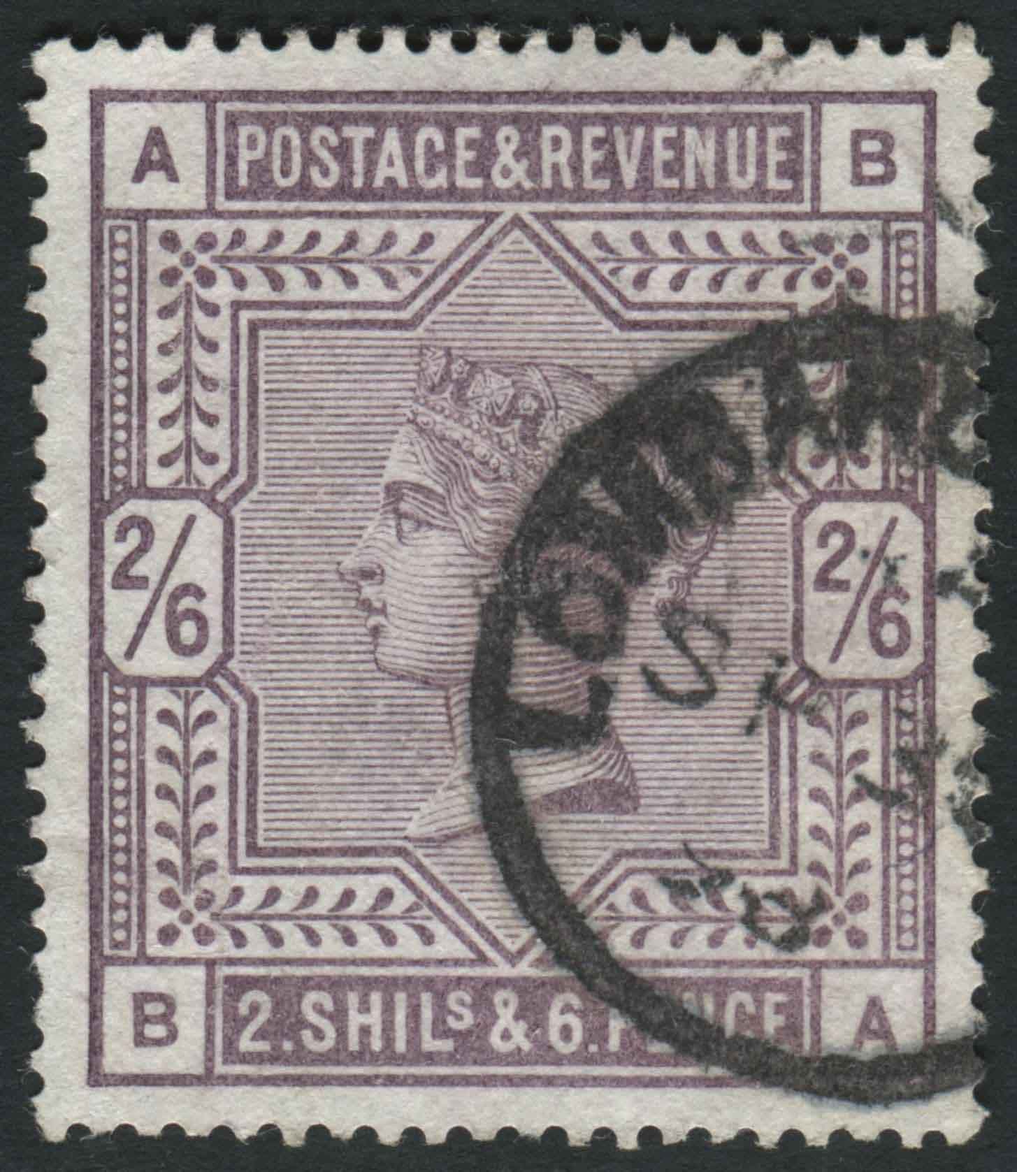 SG178 1883-84 2s6d Lilac BA F/U with cds