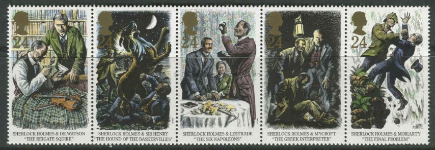 SG1784-1788 Strip of 5 1993 Sherlock Holmes