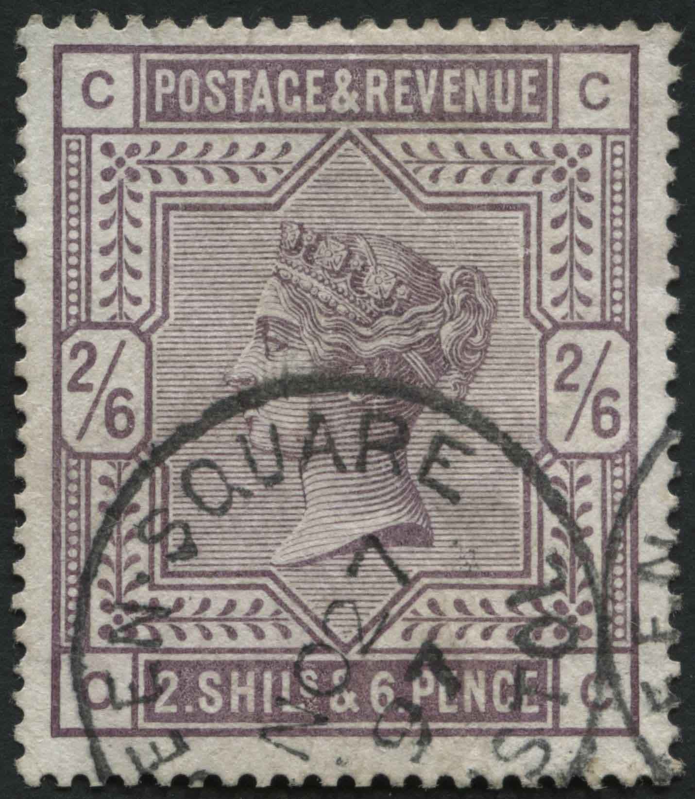 SG179 2/6d deep Lilac, VF/U Queens Square, Bristol