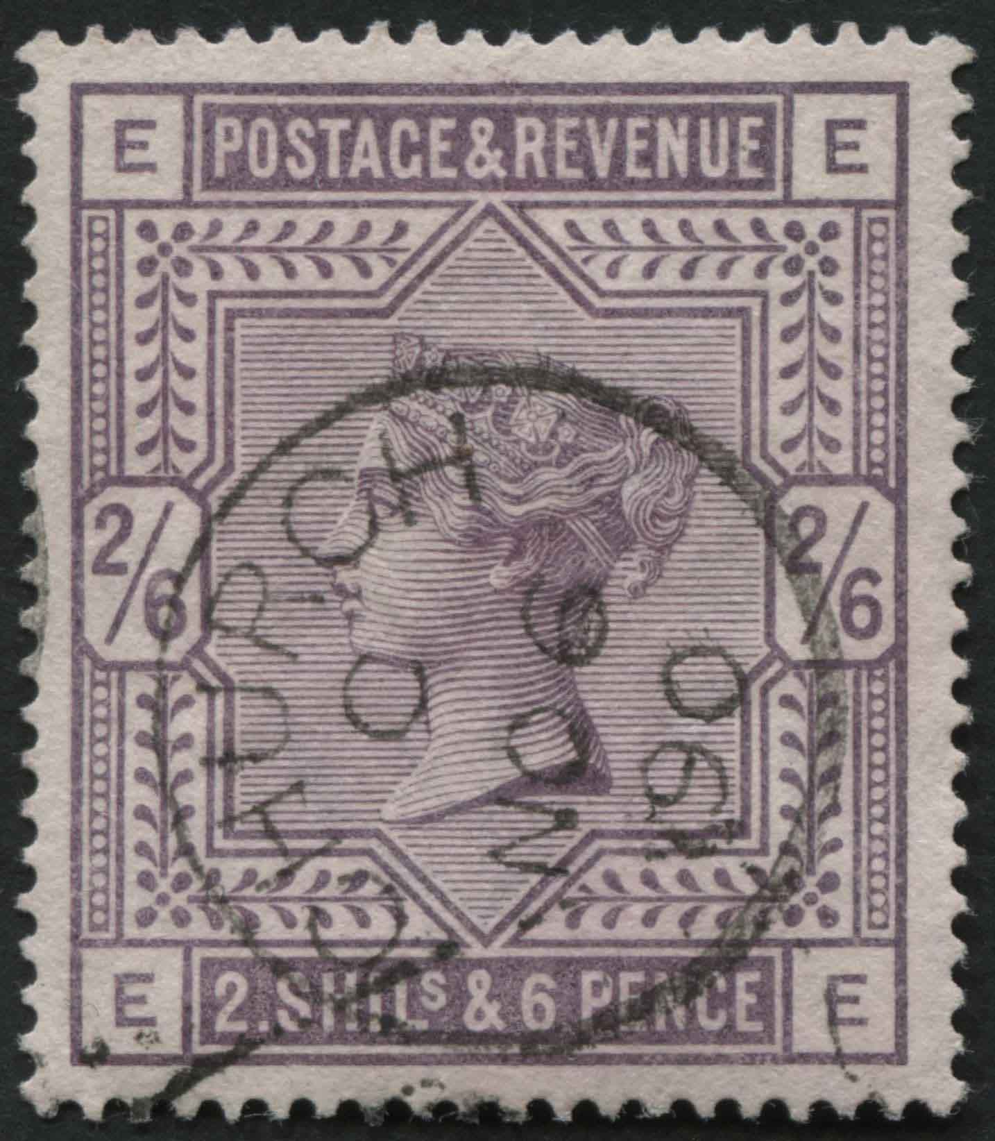 SG179 2/6d deep Lilac with single WHITCHURCH 1890