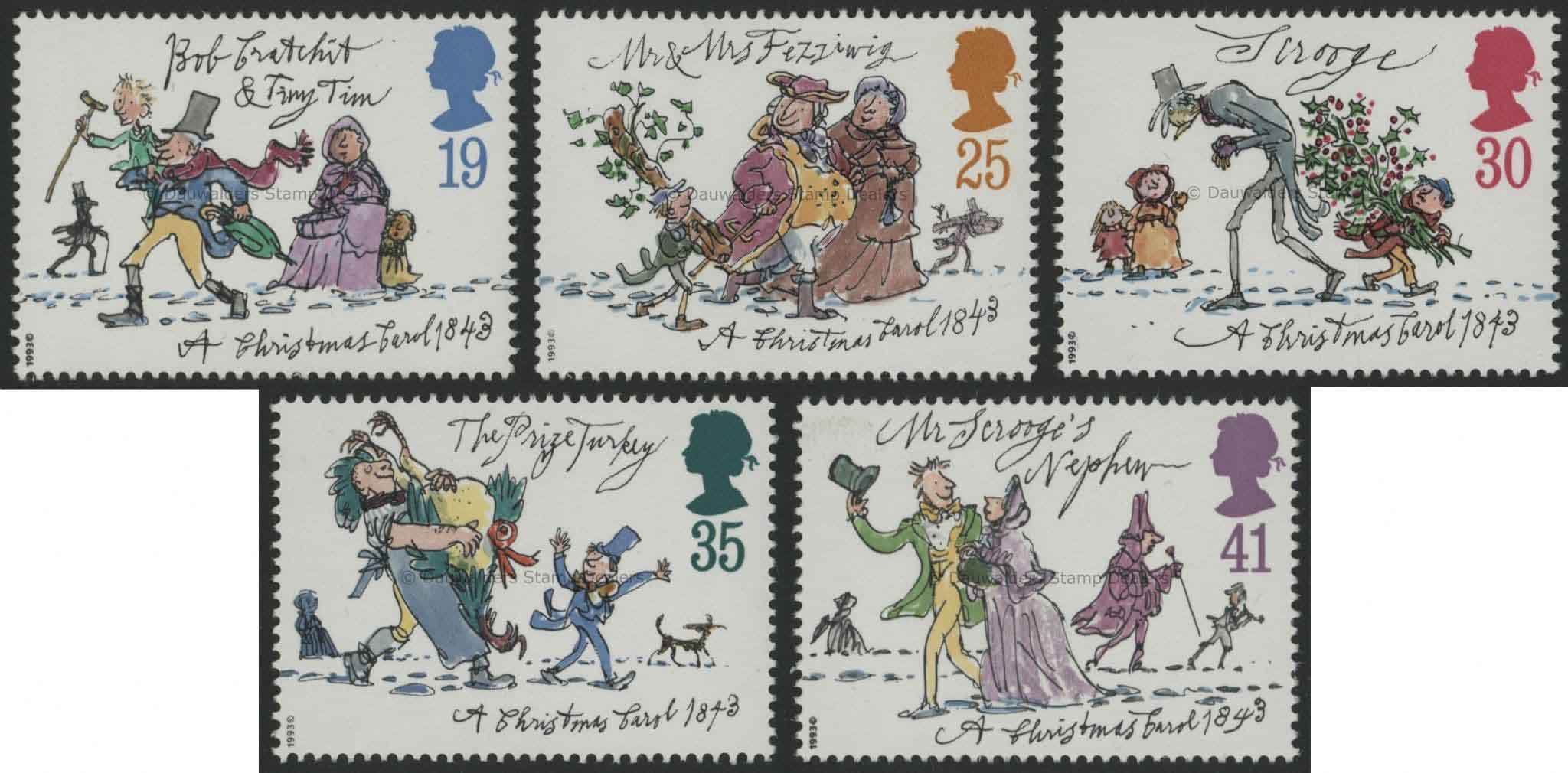 SG1790-1794 Set of 5 1993 Christmas 'Christmas Carol'