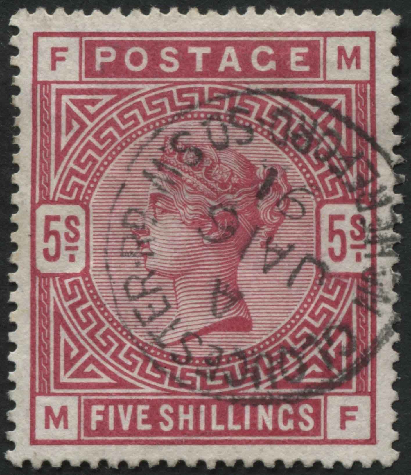 SG180 5/- Rose with central cds 1891