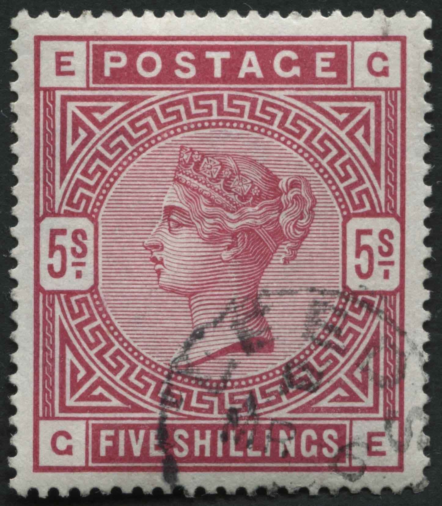 SG181 5/- Crimson with beautiful LEEDS cds