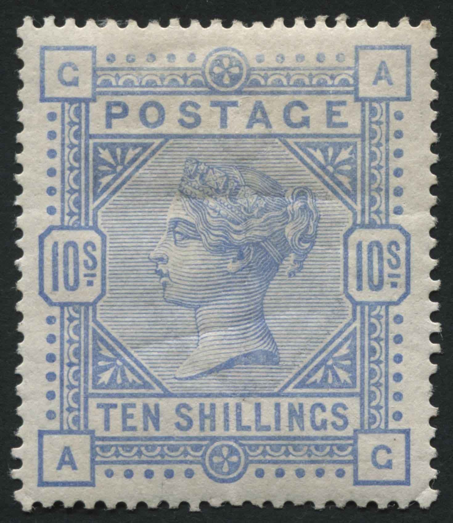 SG183a 10/- pale Ultramarine AG v fine mint, well centred