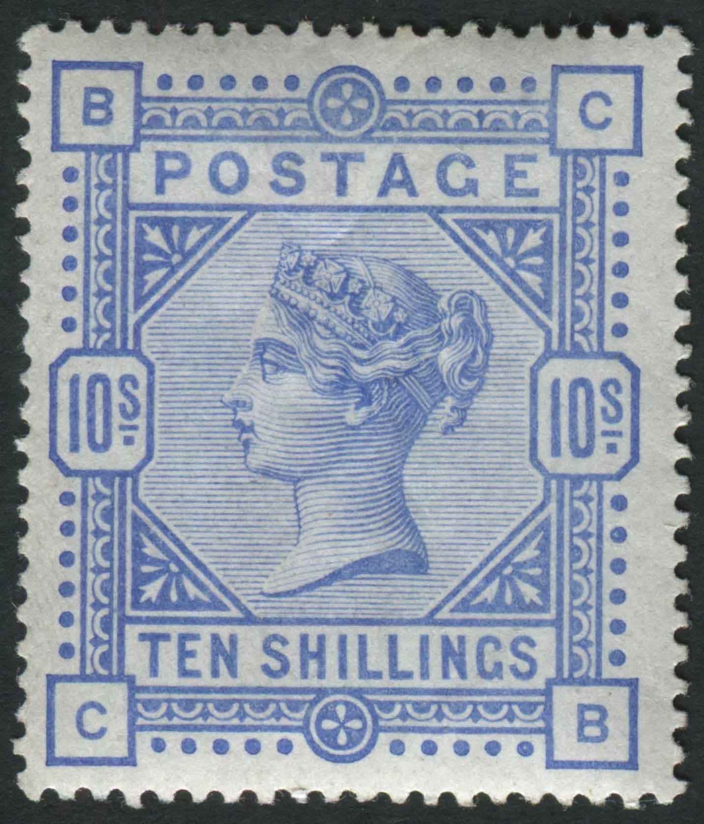 SG183a 10/- pale Ultramarine very fine mint