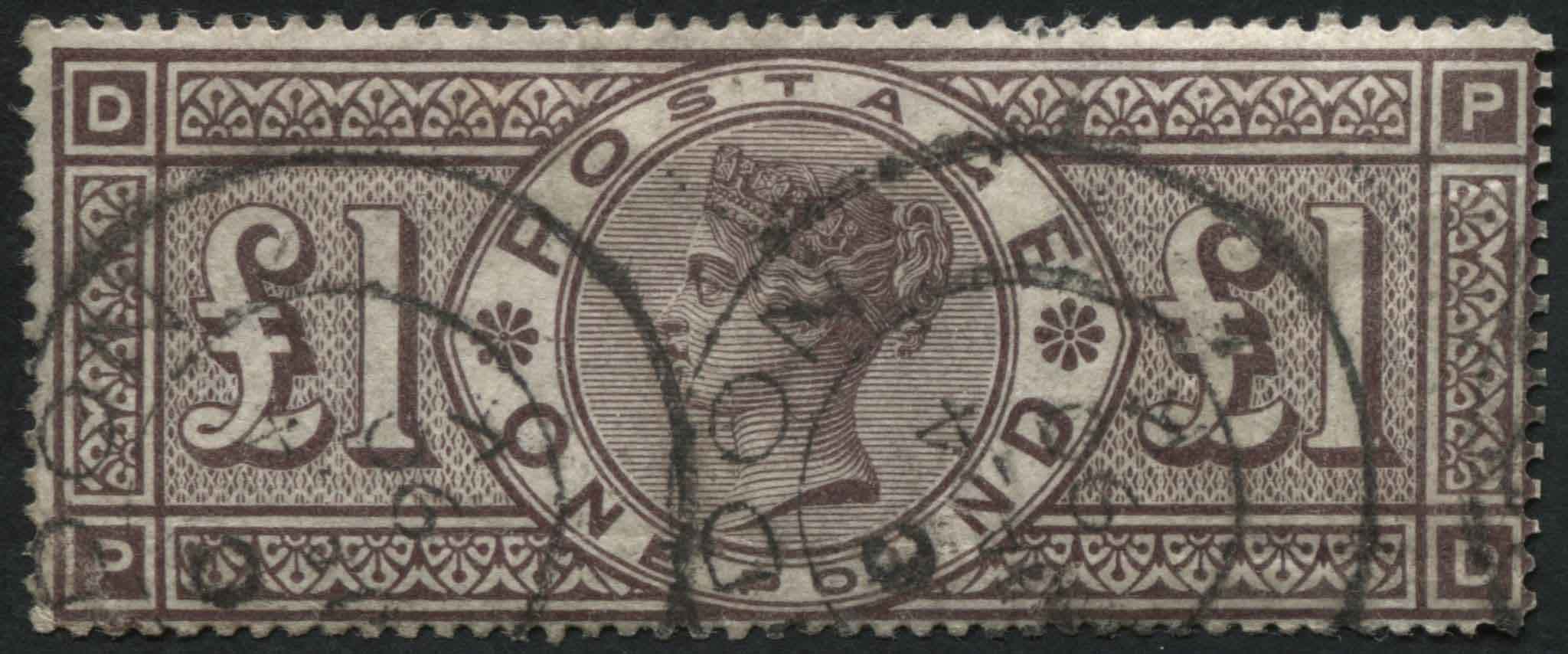 SG185 1 Brown Lilac deep colour, London double ring full perfs - v fine, Cat 3000+