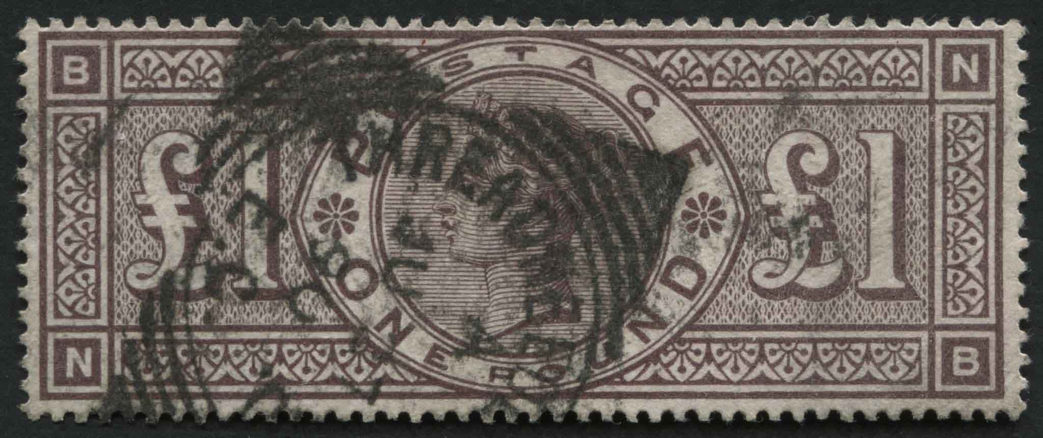 SG185 1 Brown Lilac deep full colour, v fine READING square circle 1890