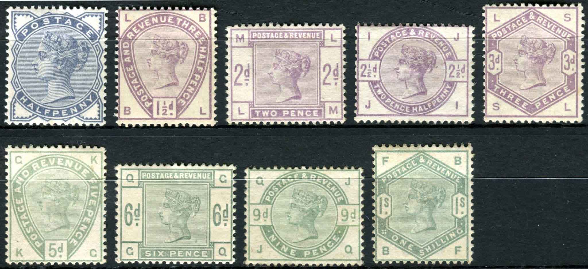 SG187-196 Lilacs and Green set mint or unused, mainly good colours at reasonable price (10)