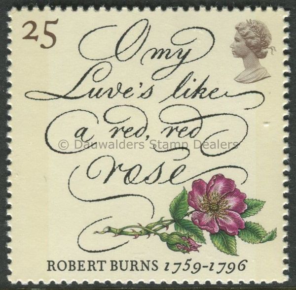 SG1902 25p 'My Luve's like' 1996 200 Years, Robert Burns