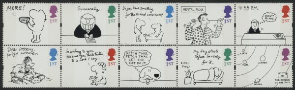 SG1905p-1914p 2 band Pane of 10 1996 Greetings - Cartoons