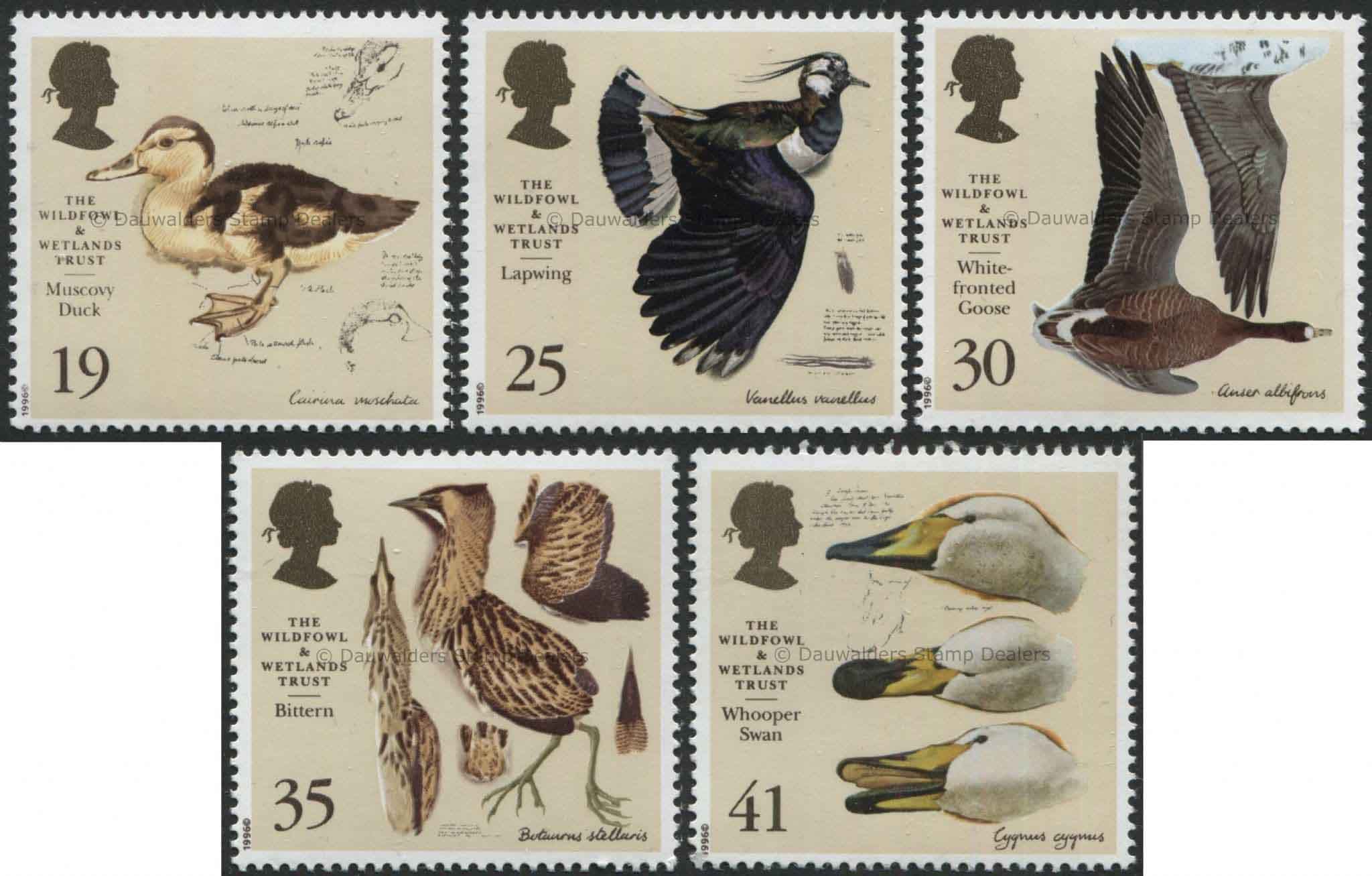 SG1915-1919 Set of 5 1996 50th Anniv. Wildfowl and Wetlands