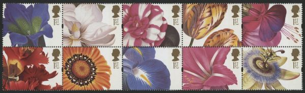 SG1955-1964 Pane of 10 1997 Greetings - Flowers