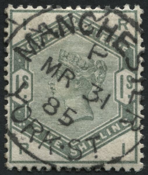 SG196 1/- deep Green, MANCHESTER YORK STREET cds - superb