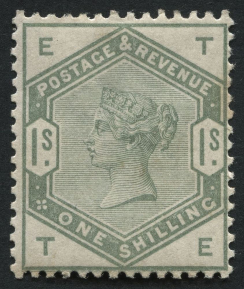 SG196 1/- Green good colour mint, tone spot