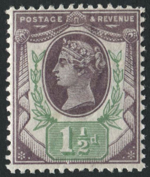 SG198 1d Purple and Green Spec K2992)d fine mint, frame break