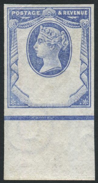 SG198var 1887-92 1d die proof without value tablet and leaves, light Blue imperforate U/M