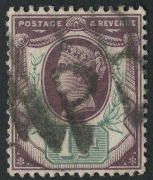 SG198wi 1887-92 1d dull Purple and pale Green Wmk inv, F/U