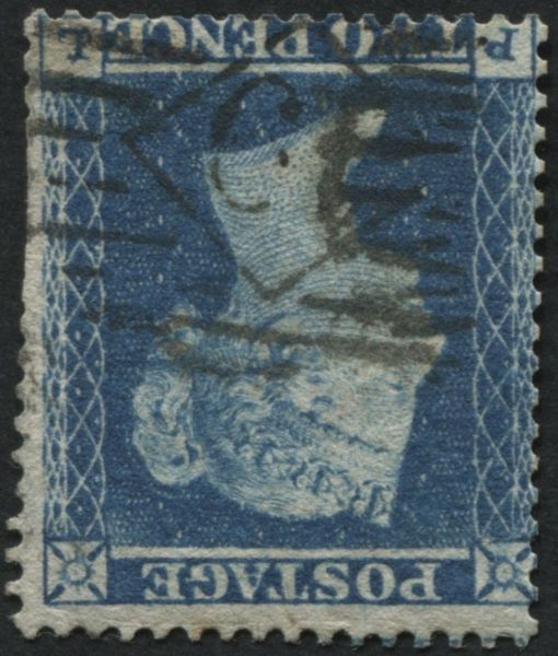 SG19wi 2d Blue PL Wmk Inv, a very difficult stamp slight perforation trim