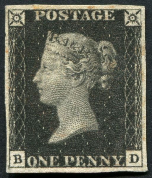 SG2 1d Black BD plate 8, fine unused cleaned, lovely looker