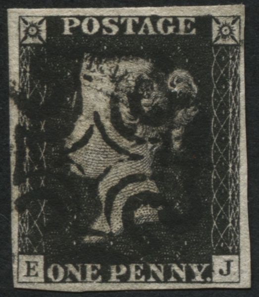 SG2 1d Black EJ 4 margins, has Black cancel