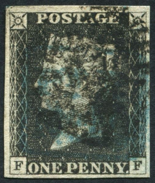 SG2 1d Black FF plate 8, 4 margins