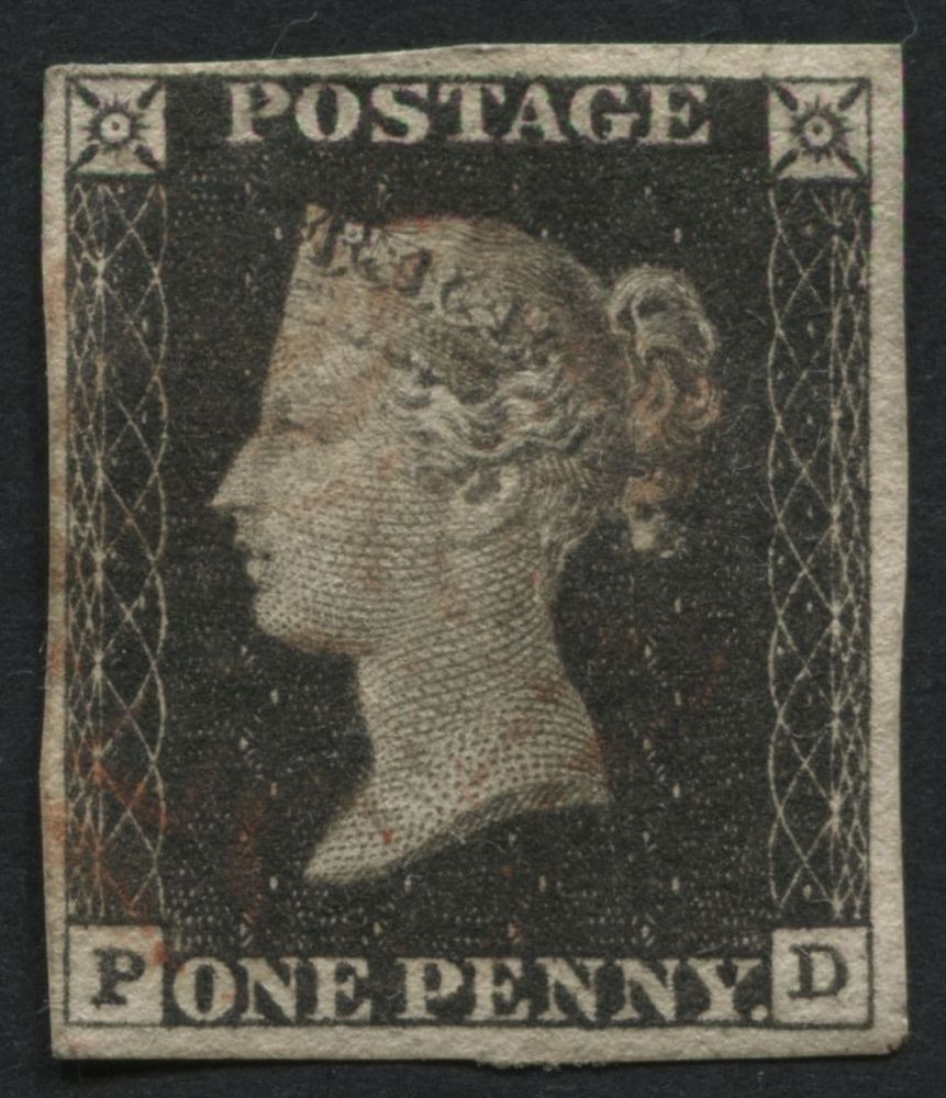 SG2 1d Black plate 1B, v light cancel 4 good margins