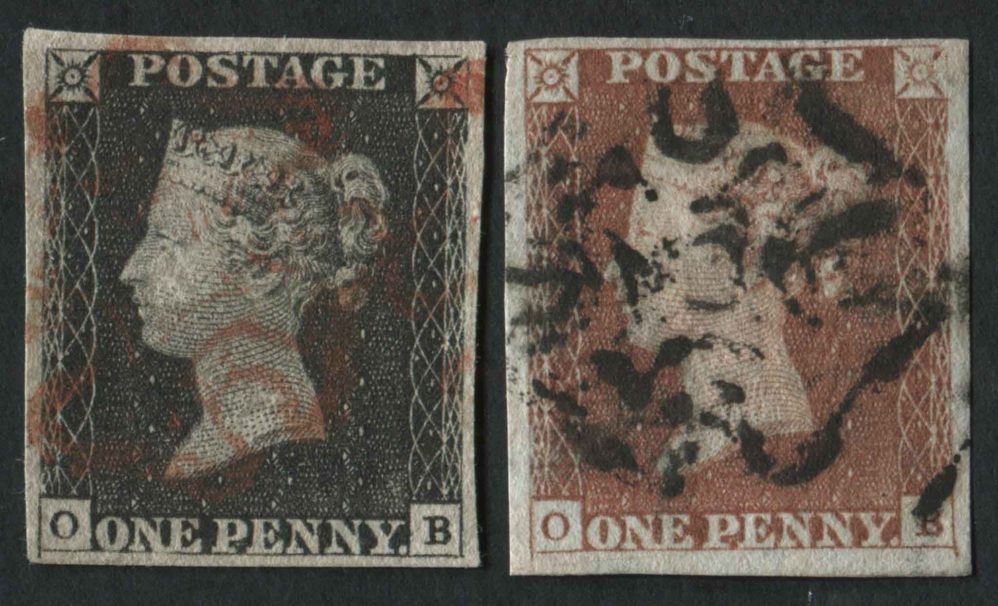 SG2/7 1d Black Plate 1b Matched With Same In Red