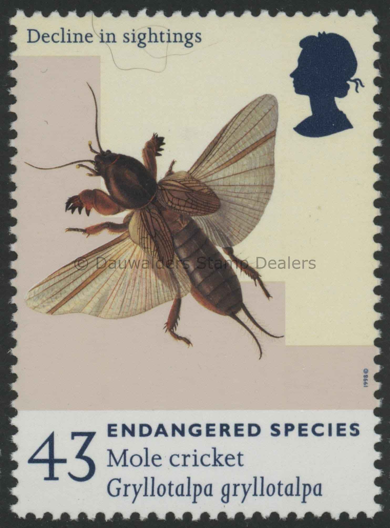 SG2019 43p Mole Cricket 1998 Endangered Species