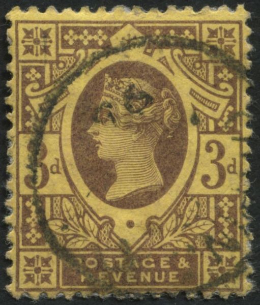 SG204 3d Purple on Orange VF/U, original backing paper on reverse